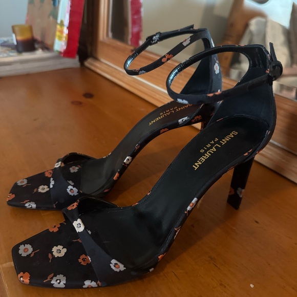 Saint Laurent Bea Ankle Strap Sandals In Nero Multicolor 41 - Picture 10 of 15